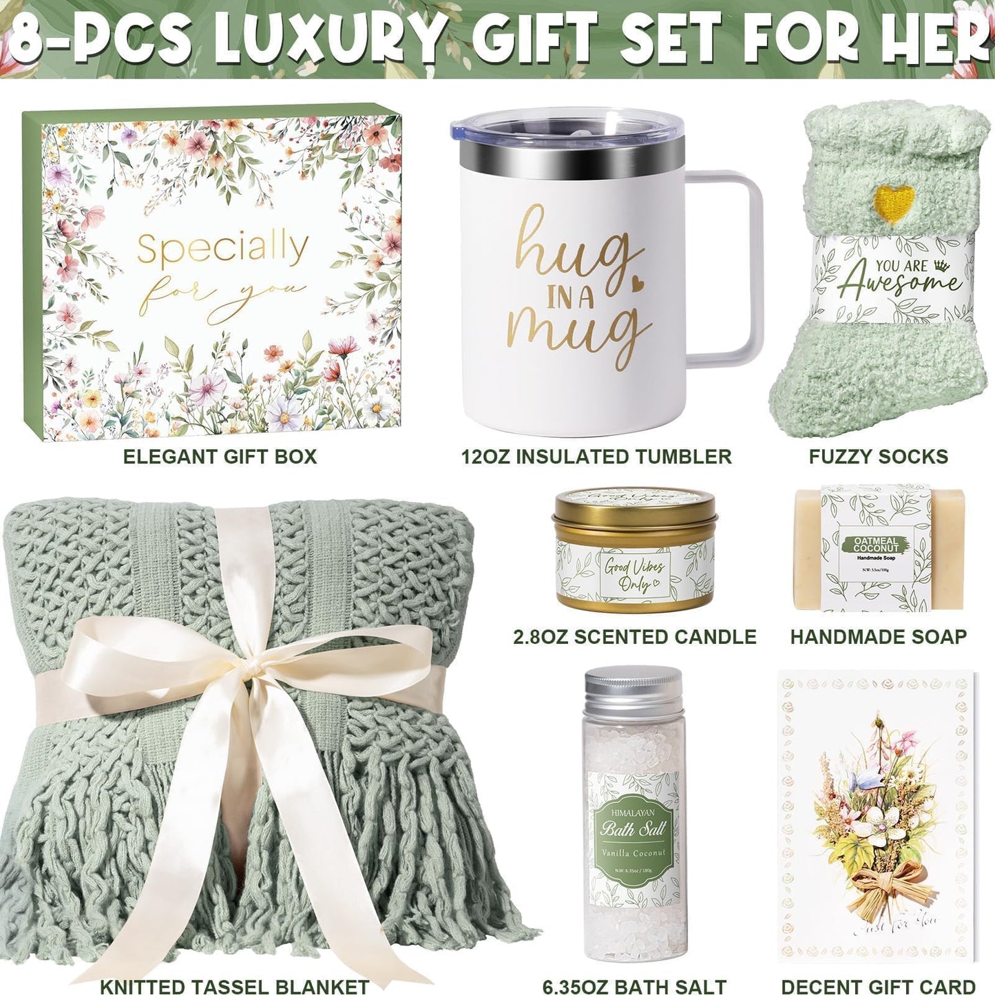 Self Care Gifts for Women Get Well Soon Gifts, Birthday Gifts for Women Care Package, Sympathy Gift Baskets Spa Gifts Set, Christmas Thinking of You Inspirational Gifts for Mom Her Friend Sister Wife