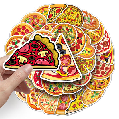 Pizza Stickers Pack, 50PCs, Aesthetic Vinyl Waterproof Decals, Food Stickers for Hydro Flask, Laptop, Water Bottle, Gift Decals for Toddlers, Teens, Girls (Pizza)