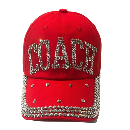 Popfizzy Bling Coach Hat with Rhinestones for Women, Best Cheer & Sports Coach Hat Gifts