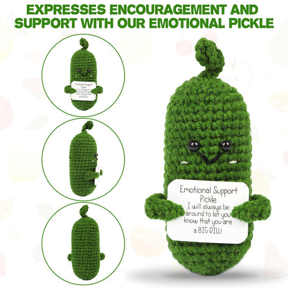 Hoedia Emotional Pickle Small Mother’s Day Easter Gifts for Women Men Her Him, Crochet Cucumber Cute Funny Inspirational Support Stuffers College Office Friend Birthday Basket Filler Decorations