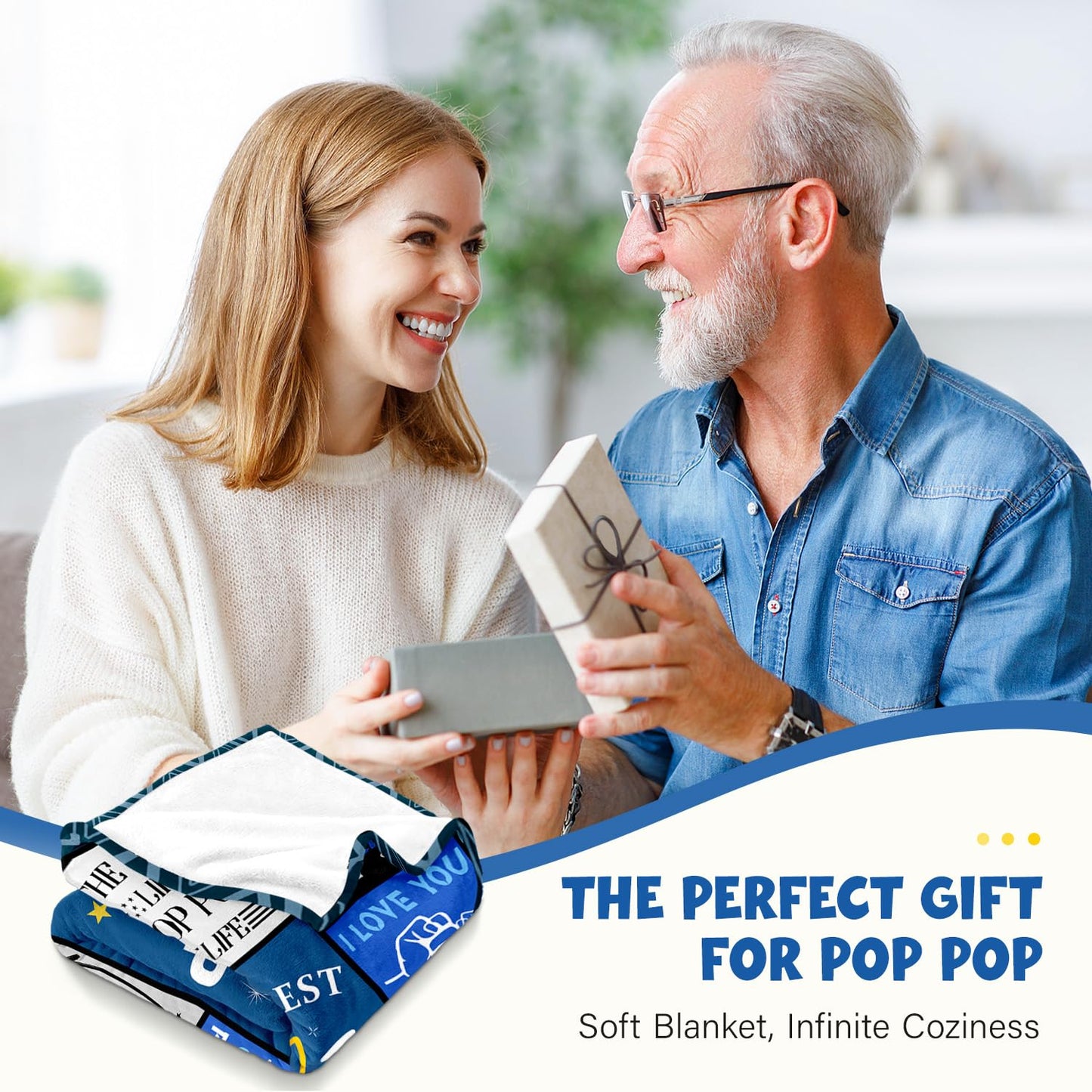 Poppop Fathers Day Birthday Gifts - Pop Pop Gifts from Grandkids Grandchildren Granddaughter - Unique Poppops Christmas Birthday Blanket Gift - Best Poppop Ever Presents Blanket 50"X60"