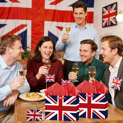 Neptniopllab Great British UK England Flag Gift Bag with Card & Wrapping Papers,United Kingdom Theme Party Decorations Gift Bag for GB National Day of GB,Carnival,Birthday,Goodie Treat Bag