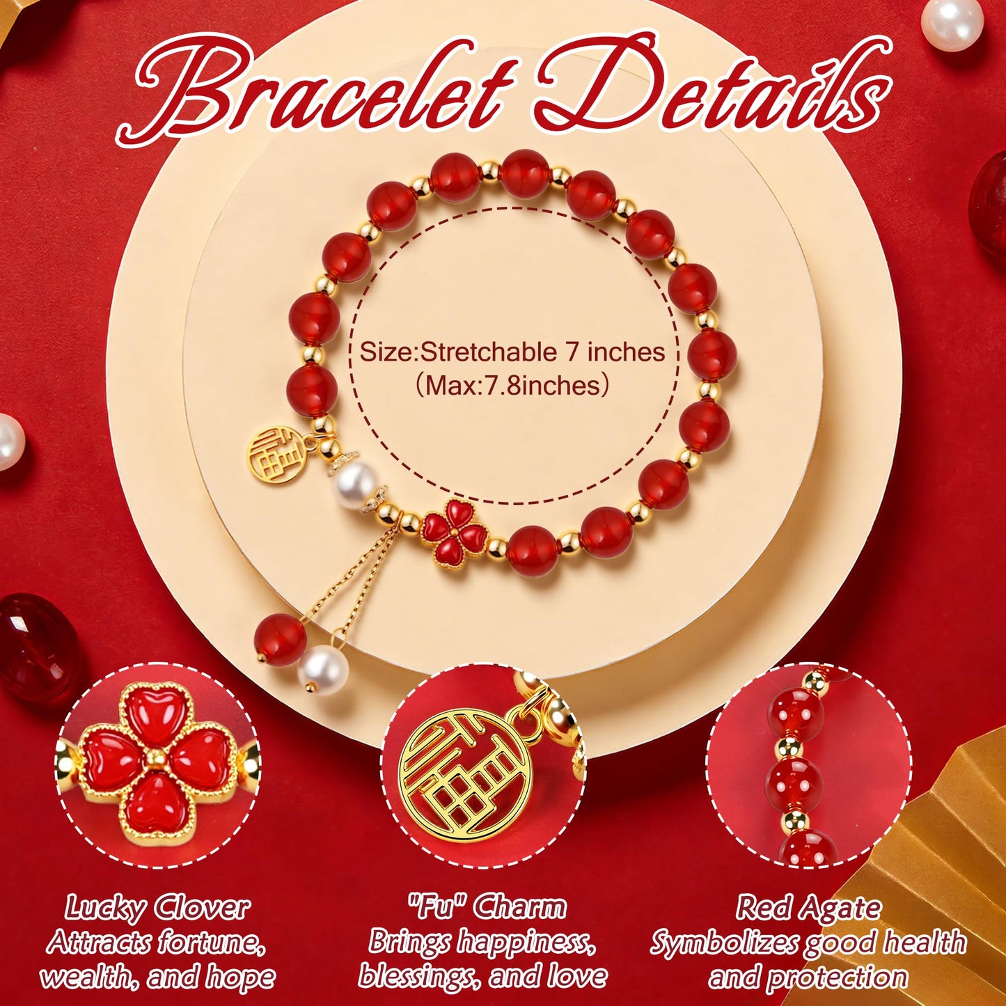 Sereney Lucky Bracelets for Women as Healing Crystal Protection Bracelets, Cat Aquamarine Bracelet for Girls as Cat Gifts, Red Agate Bead Bracelet for Protection as Feng Shui Gifts