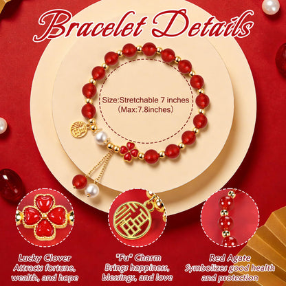 Sereney Lucky Bracelets for Women as Healing Crystal Protection Bracelets, Cat Aquamarine Bracelet for Girls as Cat Gifts, Red Agate Bead Bracelet for Protection as Feng Shui Gifts