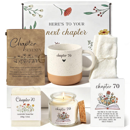 Giftota 70th Birthday Gifts for Women, 70 Year Old Birthday Gifts for Women Next Chapter Gifts for 70 Year Old Woman Birthday Gift for Women Gift for Women with 7Pcs