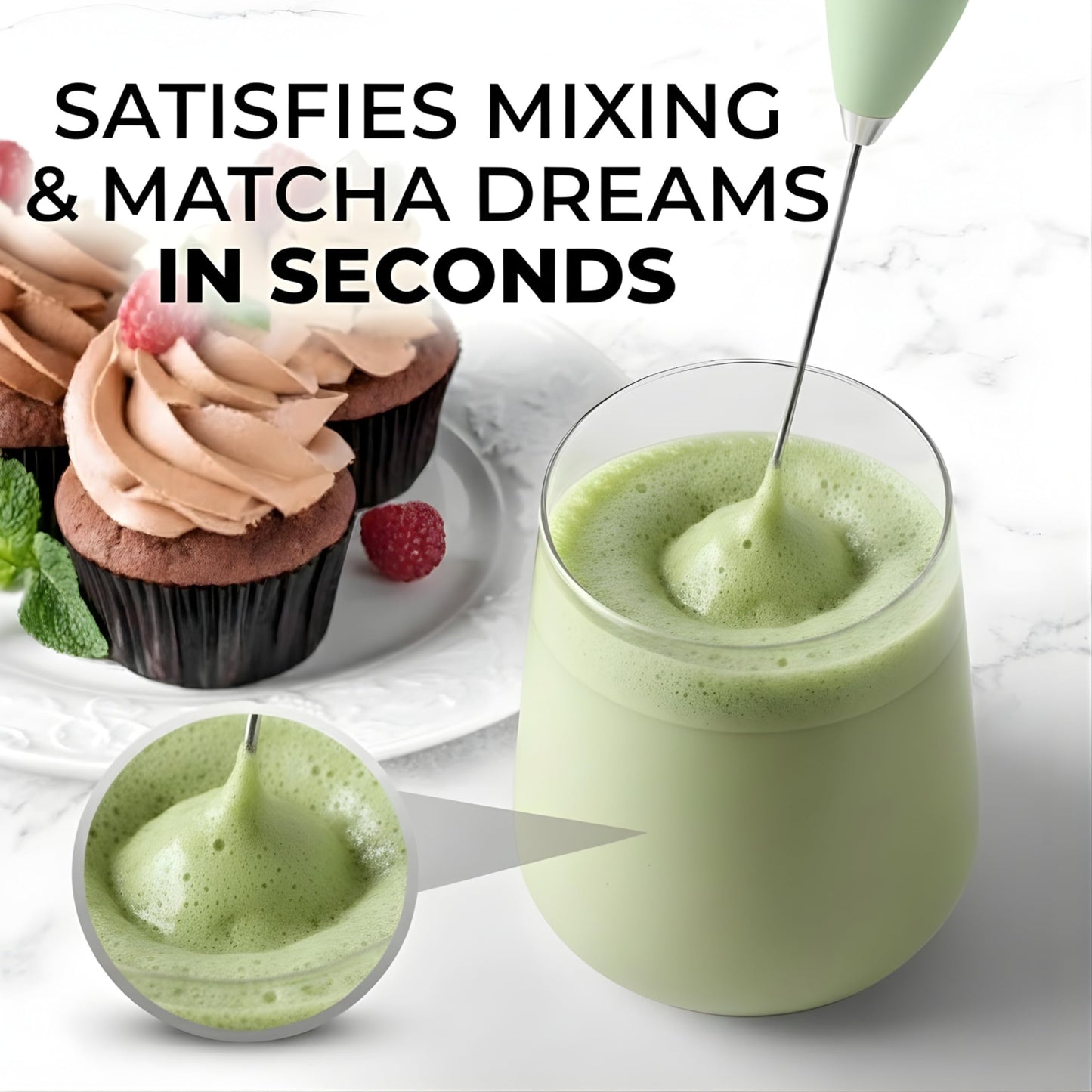 Matcha Whisk Set with Matcha Bowl - Matcha Set Included Electric Frother, Bamboo Whisk, Matcha Spoon, Bamboo Holder, Sifter, Spoon Stand (Mottled Green)