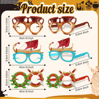36 Pcs Greek Mythology Decor Ancient Greece Theme Eyeglasses Paper Glasses Frame Greece Photo Booth Props Greek Party Favors Toga Decorations for Greece God Birthday Party Supplies