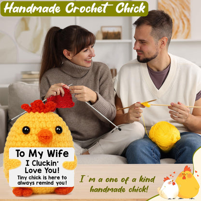 Mothers Day Wife Present from Husband, Wife Birthday Gifts Idea, Wife's Anniversary I Love You Gifts from Husband, Mother's Day Romantic Couples Present, Funny Handmade Crochet Chicken Wife's Gift