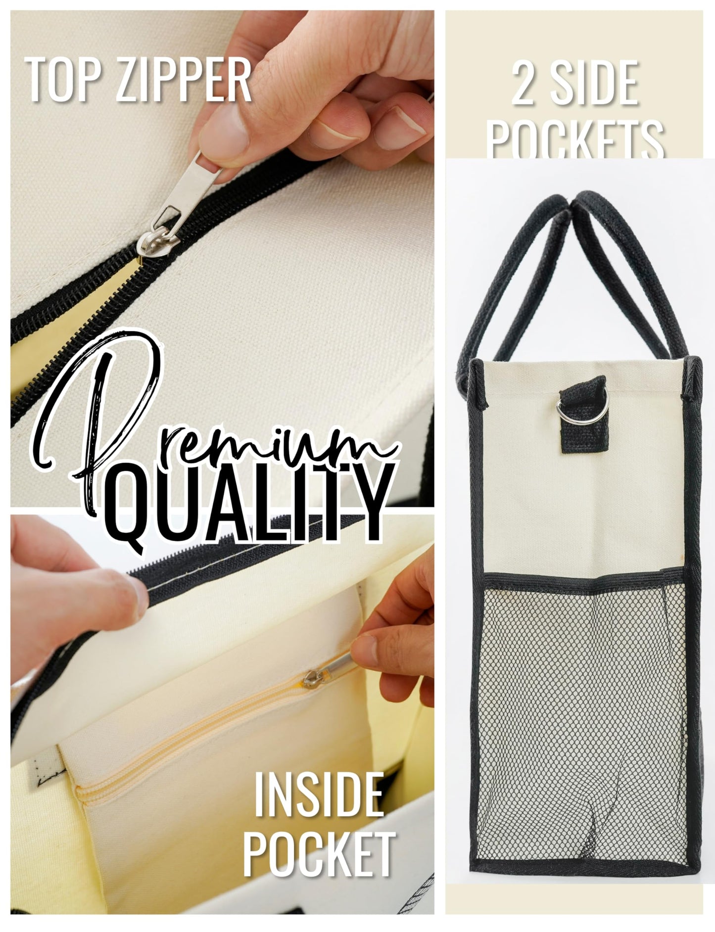InnoBeta Nonnie Gifts for Grandma, Canvas Tote Bag on Christmas or Birthday & Mother's Day, Tote with Top Zipper Closure and Shoulder Strap - Blessed Nonnie
