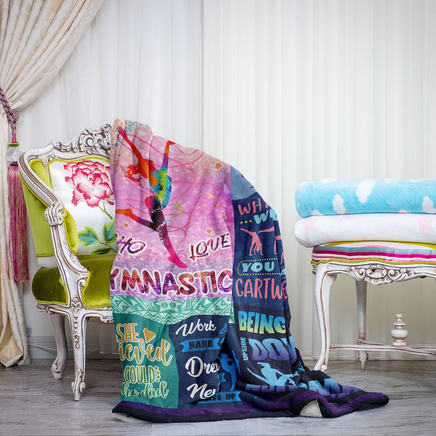 Gymnastics Gifts for Girls, Girls Gymnastics Stuff Blanket Gifts, Gymnastics Christmas Birthday Gifts Throw Blanket 50" x 40"
