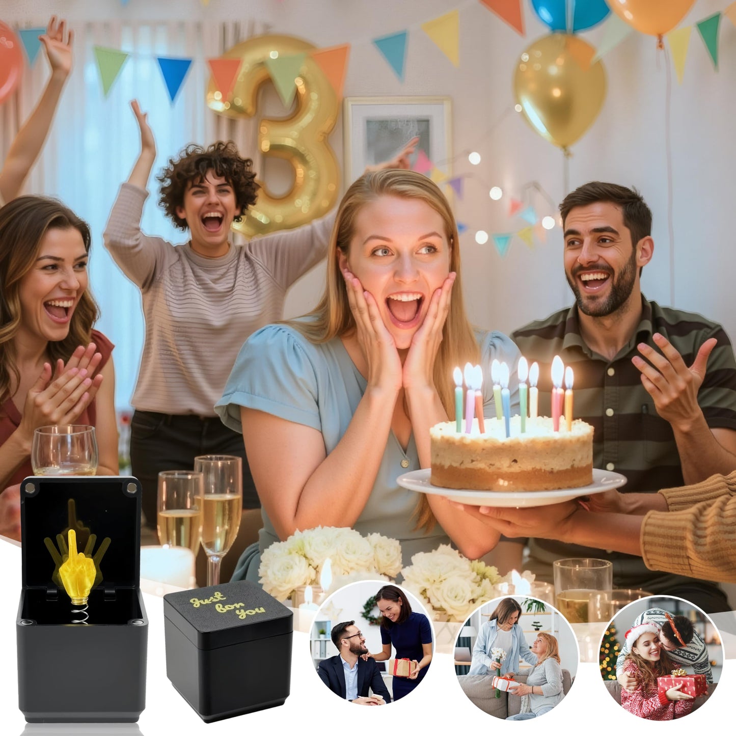 White Elephant Gifts for Adults - Gag Gifts Funny Middle Finger in A Box, Surprise Prank Pop Up Box Stocking Stuffers for Men Him Her White Elephant Gifts