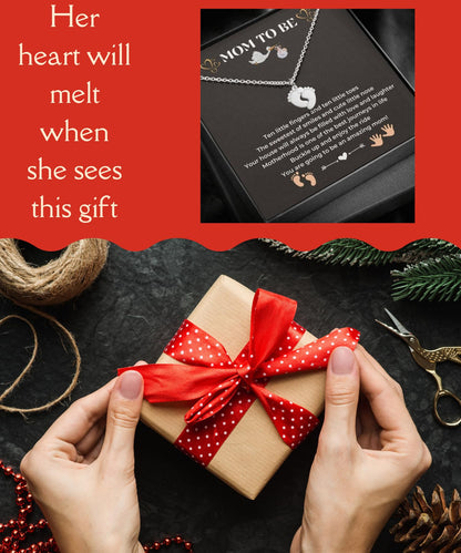 LOTUS-A Mom To Be Gift - Baby Feet Pendant Necklace with a Message Card Pregnancy Present for First Time Moms Expecting Women Pregnant Wife Sister Daughter Mother's Day Christmas Birthday
