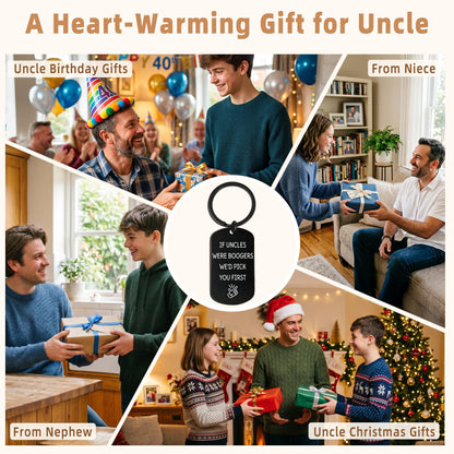 Uncle Gift for Fathers Day Funny Gifts for Uncles from Niece Nephew Best Uncle Ever Keychain Double Sided Anniversary Birthday Valentines Day Christmas Gift for Uncles Tio Present