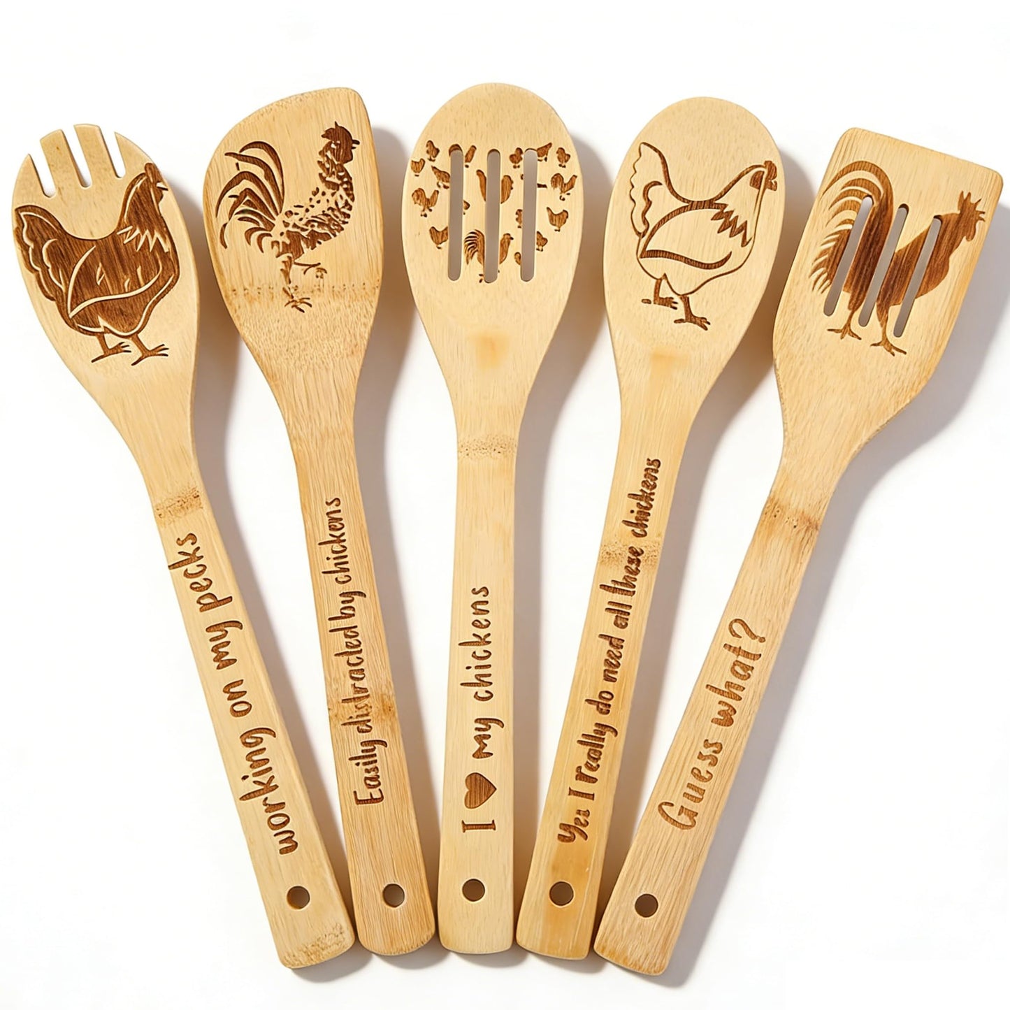 Chicken Wooden Spoons for Cooking Mothers Day Chicken Decor Chicken Kitchen Accessories Rooster Kitchen Decor Farmhouse Chicken Stuff Mothers Day Chicken Gifts for Women
