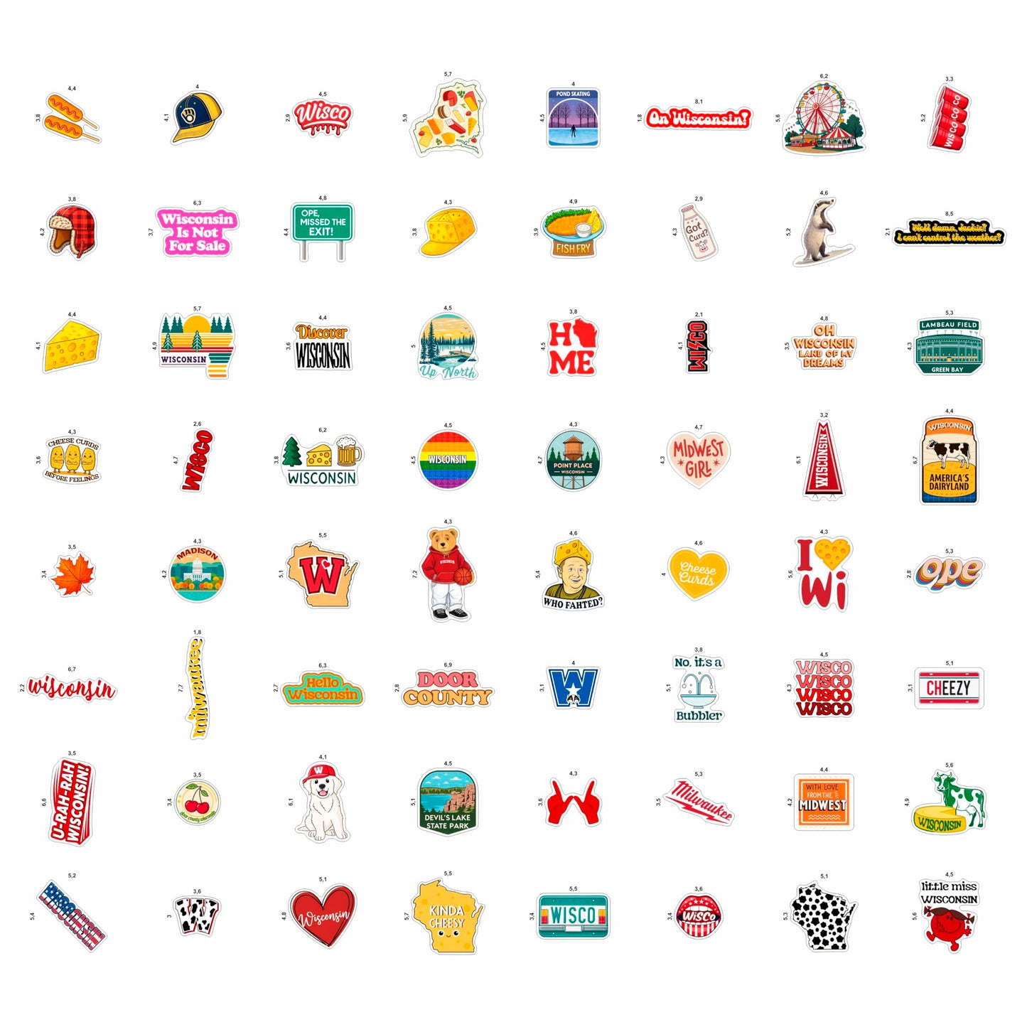 100Pcs Wisconsin Stickers and Decals for Water Bottle, Laptops, for Luggage - Wisconsin Gifts, Party Supplies - Gift for Women & Men
