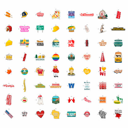 100Pcs Wisconsin Stickers and Decals for Water Bottle, Laptops, for Luggage - Wisconsin Gifts, Party Supplies - Gift for Women & Men