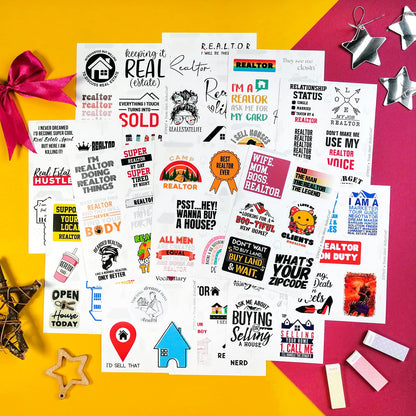 BulbaCraft 100 Pcs Funny Realtor Stickers, Real Estate Stickers, Funny Realtor Gifts for Women Agent, Real Estate Agent Presents, Gifts for Women & Men