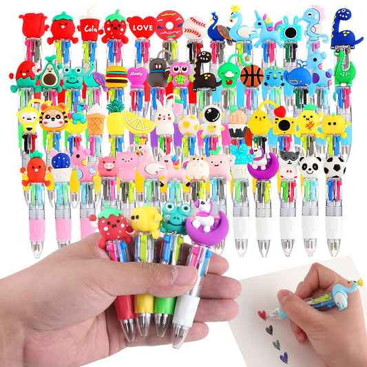 BESARME 64 Pcs Fun Pens for Kids, Multicolor Pens in One Prize Gifts Elementary Graduation Gifts for Classroom Students 4-in-1 Cute Pen Bulk for Birthday Party Favors