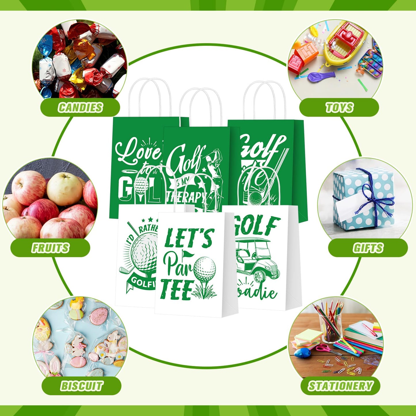 Resholder 30 Pcs Golf Party Favor Bags Sports Themed Party Decorations Golf Goodie Gift Bags with Handles Portable Candy Treat Pouch for Kids Boys Golfers Birthday Supplies