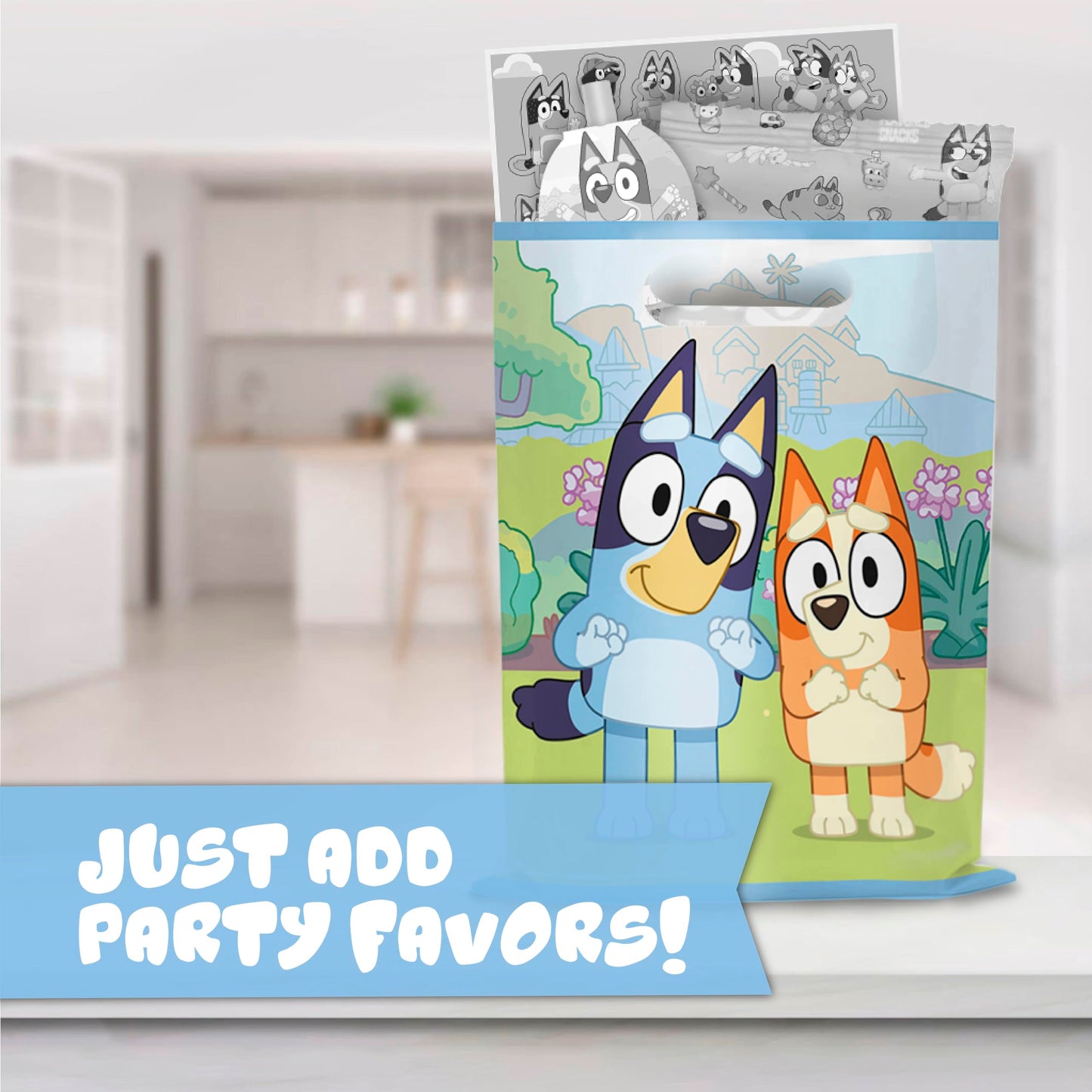 Unique Bluey Goodie Bags for Party Favors | 16 Pack | Bluey Birthday Decorations and Party Supplies