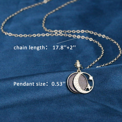 Sereney Daughter Gifts from Mom, Bonus Daughter Necklace Silver Moon Star Step Bonus Daughters Gifts from Stepmom Stepdad, Mother Daughters Necklace as Daughter's Birthday Gifts
