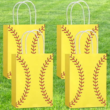 Hxezoc 12 Pieces Softball Gift Bags with Handle, Paper Treat Candy Bag Sport Favor Bags for Softball Theme Birthday Party Decoration Supplies