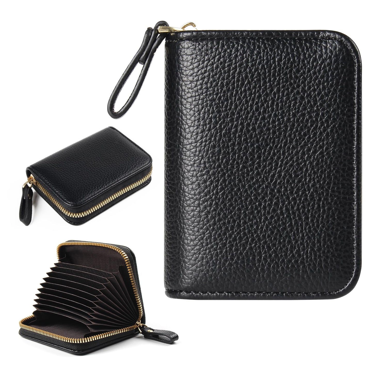 Credit Card Holder RFID Card Case Wallet, Small Accordion Zipper Card Case Holder, Card Organizer Case for Women Men