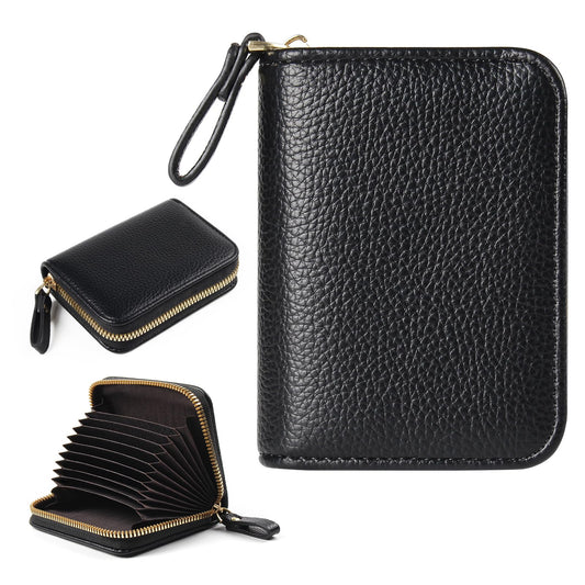 Credit Card Holder RFID Card Case Wallet, Small Accordion Zipper Card Case Holder, Card Organizer Case for Women Men