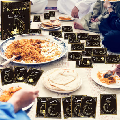 99 Names of Allah Flashcards Quran Verses Asma UI Husna Cards Eid Al Adha Learning Cards in Arabic and English Eid or Ramadan Gifts for Family Friends 5.7×3.1 Inches