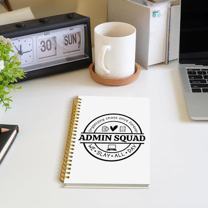 Admin Squad Office Glitter Spiral Notebook, Administrative Assistant Gifts Journal, School Administrator Staff Hardcover Notebook Journal for Writing Note Taking, 5.5x8.3 Inch