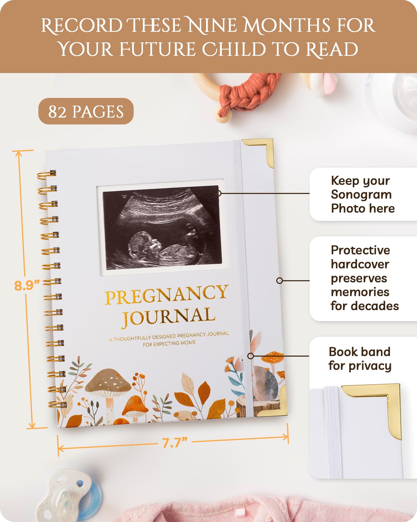 Pregnancy Journal – 82 Page Hardcover Memory Book for Expecting Moms | Beautiful & Thoughtful Mom to Be Gift, Pregnancy Book for First Time Moms, Ultrasound Baby Picture Pocket