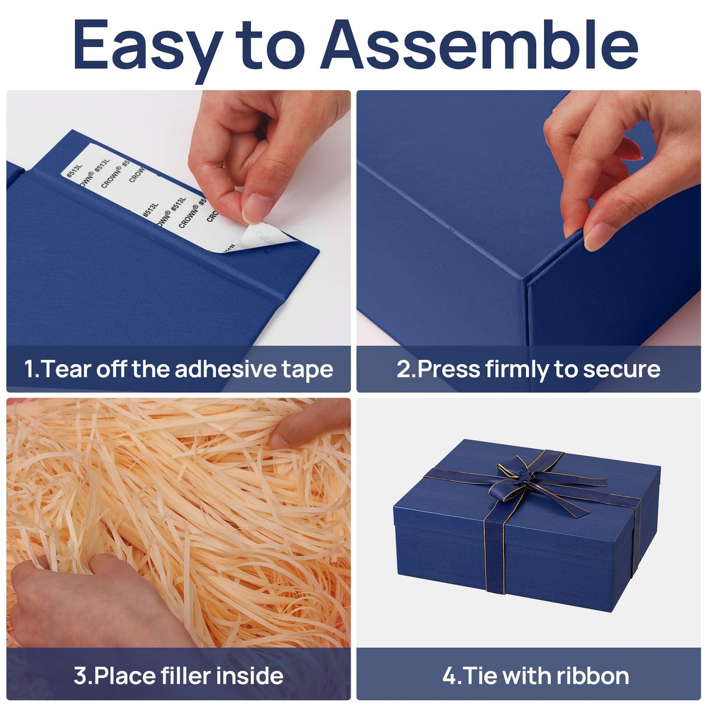 JOYIT Blue Gift Box 16.5''x13''x5.5'' - Large Gift Boxes with Lid for Presents Packaging, Birthday, Christmas, Wedding, Anniversary, Big Gift Box with Ribbon, Shred Filler, Card, Wax Seal (Blue)