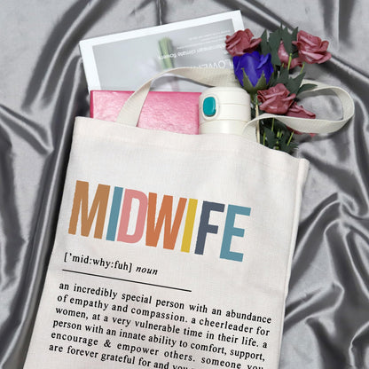 GJTIM Midwife Gift Doula Gift OBGYN Doula Thank You Present Midwife Definition Tote Bag Labor and Delivery Nurse Shopping Bag (Midwife Tote)