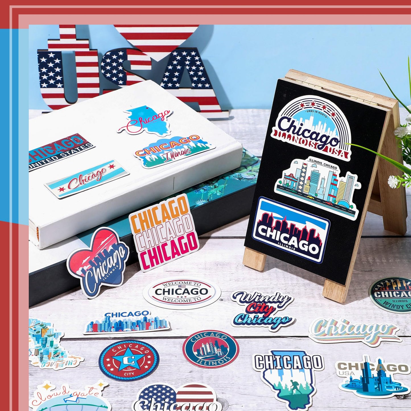 Konohan 30 Pcs Chicago Souvenirs Gifts Chicago Magnet for Refrigerator City Magnetic Refrigerator Stickers for Home Decoration