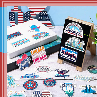 Konohan 30 Pcs Chicago Souvenirs Gifts Chicago Magnet for Refrigerator City Magnetic Refrigerator Stickers for Home Decoration