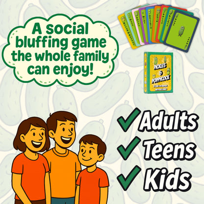 A Card Game for Bluffers and Pickle Lovers - The Perfect Pickle Gift - Card Games for Adults and Kids - Pickle Stuff, Pickle Themed Gifts, Pickle Party, Pickle Lover Gifts - 2-8 Players and Ages 8+