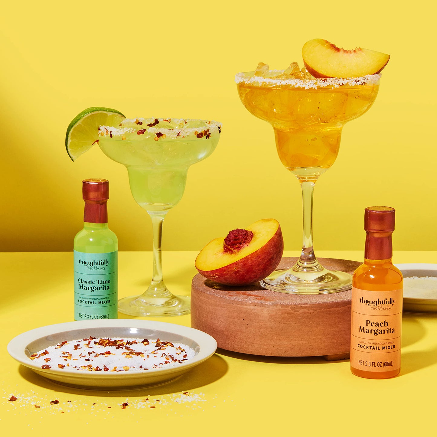 Thoughtfully Cocktails, Margarita Cocktail Therapy Gift Set, Pre-Measured Single Serve Mixers, Includes 4 Fruit Flavored Margarita Mixers and 3 Flavored Rimming Salts, Set of 7 (Contains NO Alcohol)