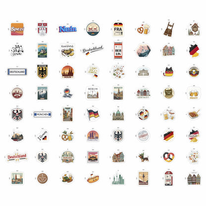 100Pcs Germany Stickers Small for Luggage, Water Bottle - Germany Party Supplies- German Stickers - Gift for Women & Men