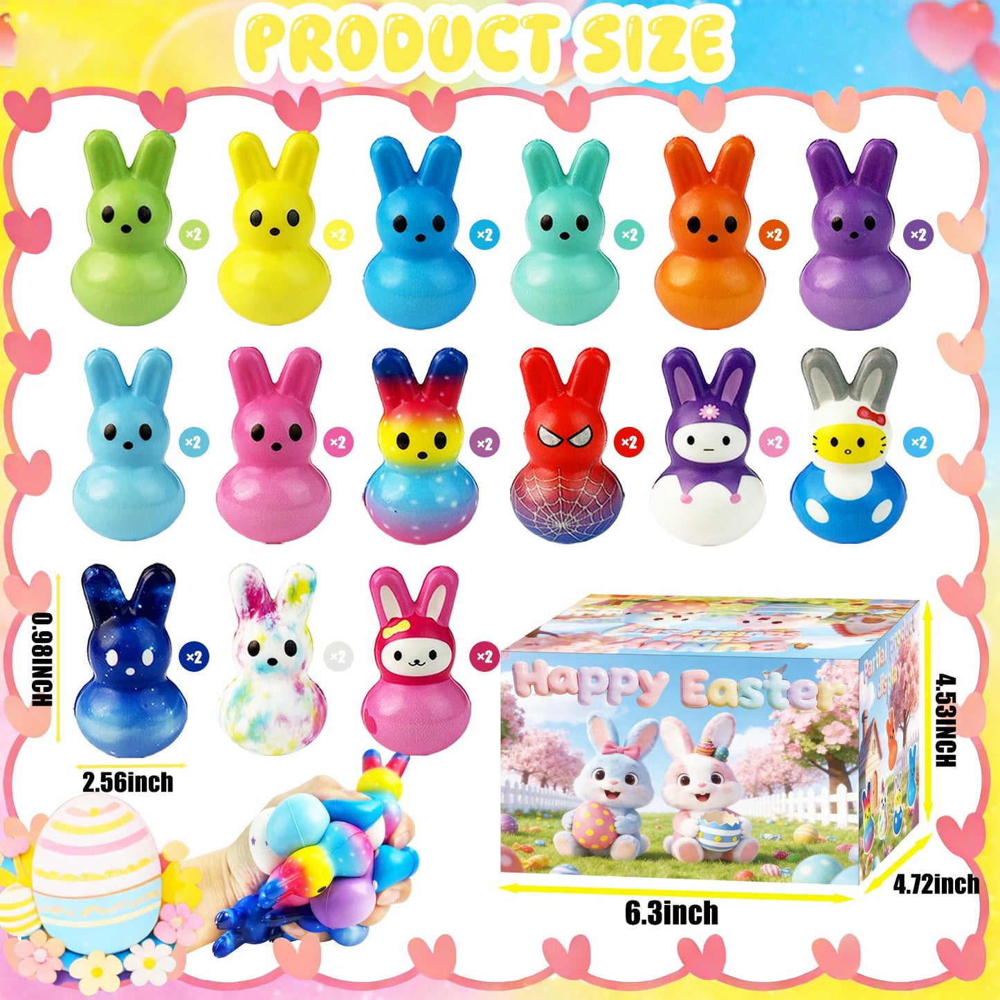 30Pcs Bunny Slow Rising Squishy Toys,Bulk Stress Relief Fidget Toy Squeeze Bunny for Kids,Treasure Chest Prizes, Classroom Prizes for Boys Girls