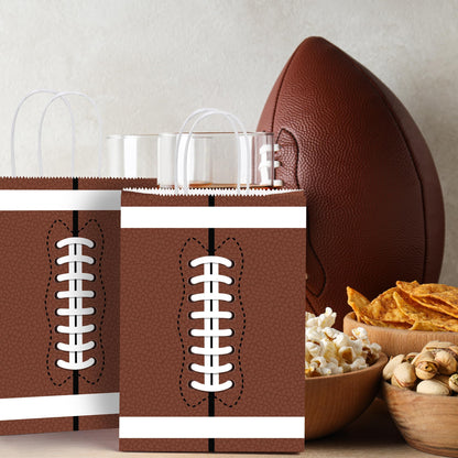 16 Pack Football Party Favor Bags with Handles Paper Treat Goodie Bags with Tissue Paper Reusable Football Theme Gift Bags for Birthday Party Supplies Sports Game Decorations
