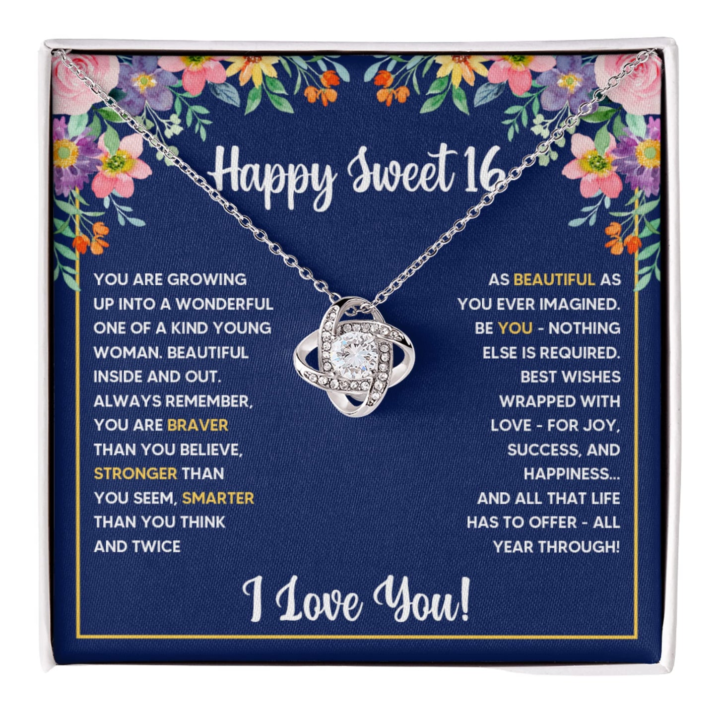 FG Family Gift Mall Sweet 16 Gifts For Girls, 16th Birthday Gifts For 16 Year Old Girl, Bday Card Gift Ideas Necklace with Message Card and Gift Box