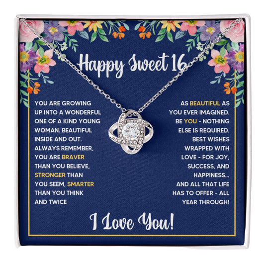 FG Family Gift Mall Sweet 16 Gifts For Girls, 16th Birthday Gifts For 16 Year Old Girl, Bday Card Gift Ideas Necklace with Message Card and Gift Box