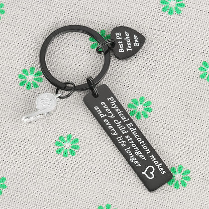 PE Teacher Appreciation Gifts Keychain for Women Men Male from Student PE Whistle Charm Keyring Thank You Gym Teachers Best P E Coach PE Keychain