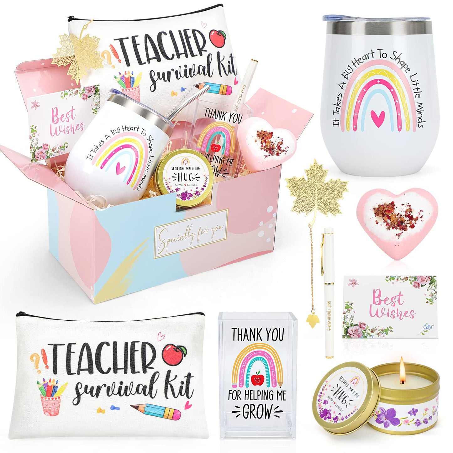 Best Teacher Appreciation Gifts for Women, Christmas, Birthday, Back to School, Thank You Gifts for Teacher, 12 oz Tumbler Gift Basket