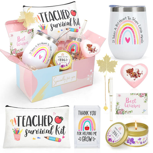 Best Teacher Appreciation Gifts for Women, Christmas, Birthday, Back to School, Thank You Gifts for Teacher, 12 oz Tumbler Gift Basket