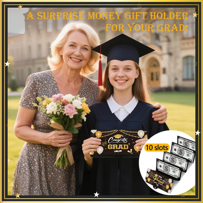 Graduation Gifts, Graduation Money Holder with 10 Bill & Card Slots and Envelope, Congratulation Cash Gift Card Holder for College Graduates 2026