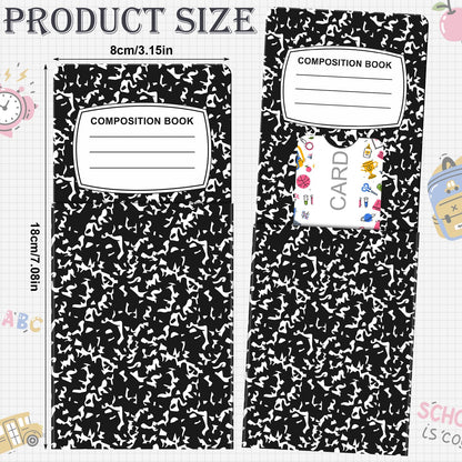 24 Pcs Teacher Gift Card Holder Composition Notebook Coffee Money Sleeves Thank You Teacher Greeting Cards Bulk Notebook Money Holder End of Year Gifts Graduation Party for First Day Back to School