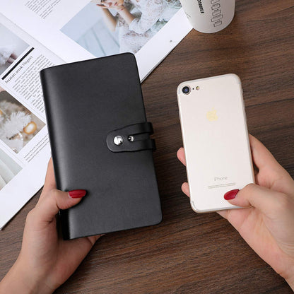 RFID Credit Card Holder Organizer, Leather Business Card Organizer with 96 Card Slots, Business Card Book to Keep Cards Neatly Organized and Prevent Jumbling, Loss, or Damage (Black)