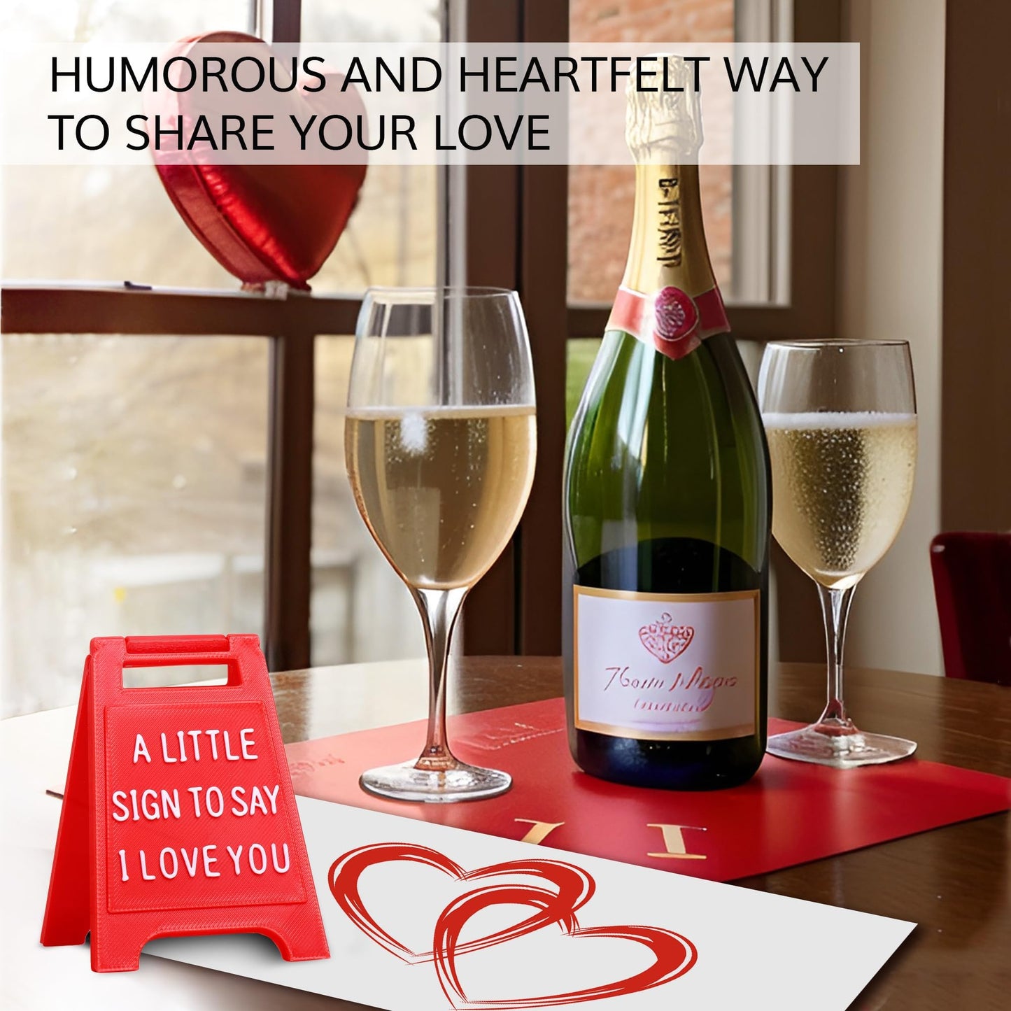 Romantic Mini Desk Sign with “I Love You” Message – Valentine’s Day & Romantic Anniversaries Gift for Her or Him – Cute Freestanding Love Keepsake - Premium Plastic Solid Freestanding Desk Sign