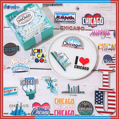Konohan 30 Pcs Chicago Souvenirs Gifts Chicago Magnet for Refrigerator City Magnetic Refrigerator Stickers for Home Decoration